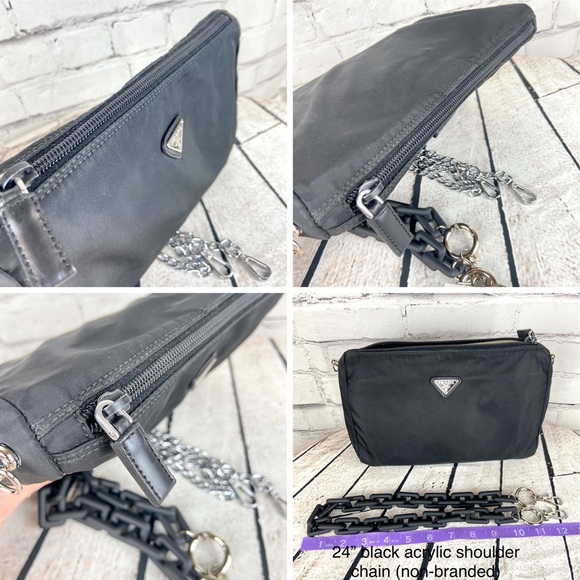 Prada pouch crossbody bag or shoulder bag with chains - Picture 10 of 16